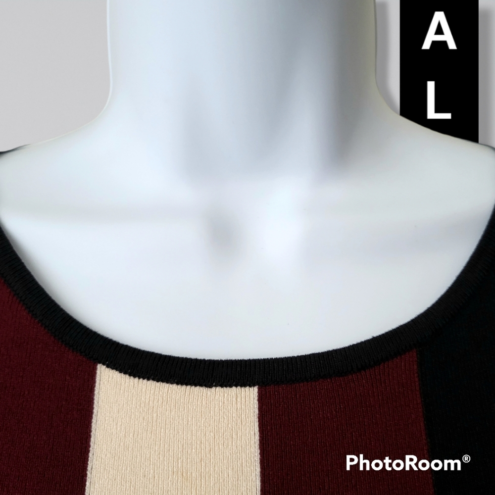 Alfani Sleeveless Sweater Womens XL Alfani Sweater XL Maroon Cream Black - Picture 4 of 10